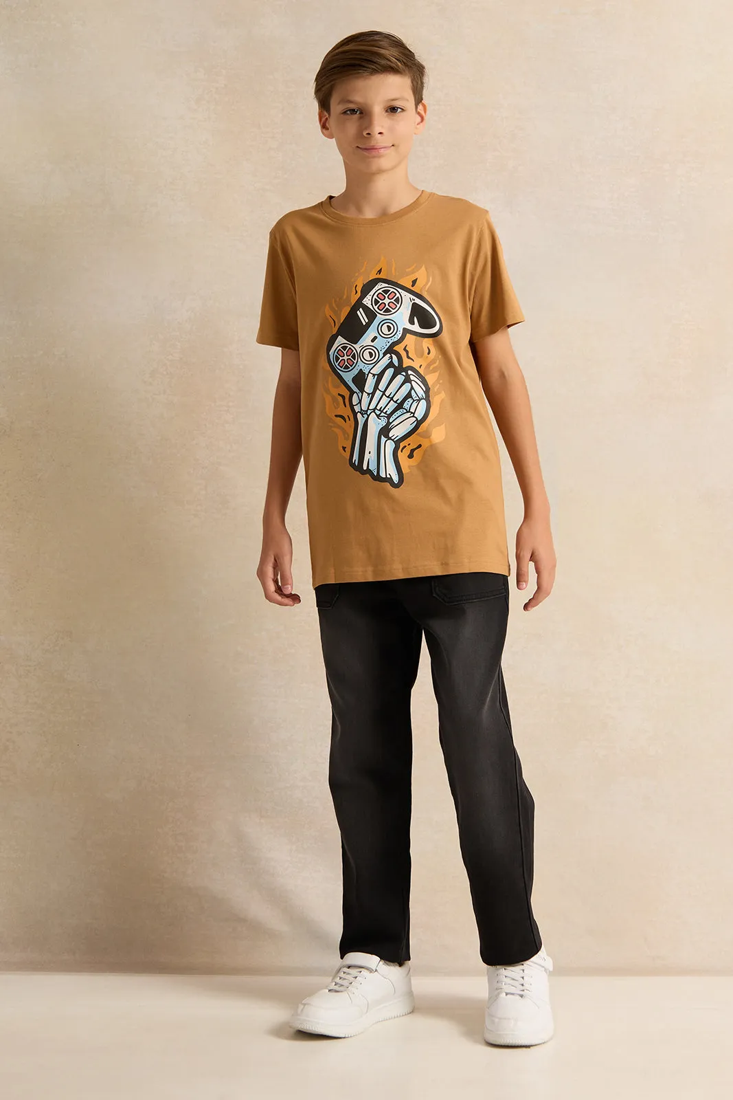 Senior Boys Brown Gaming Graphic T-Shirt sold by Redtag product image thumbnail 2