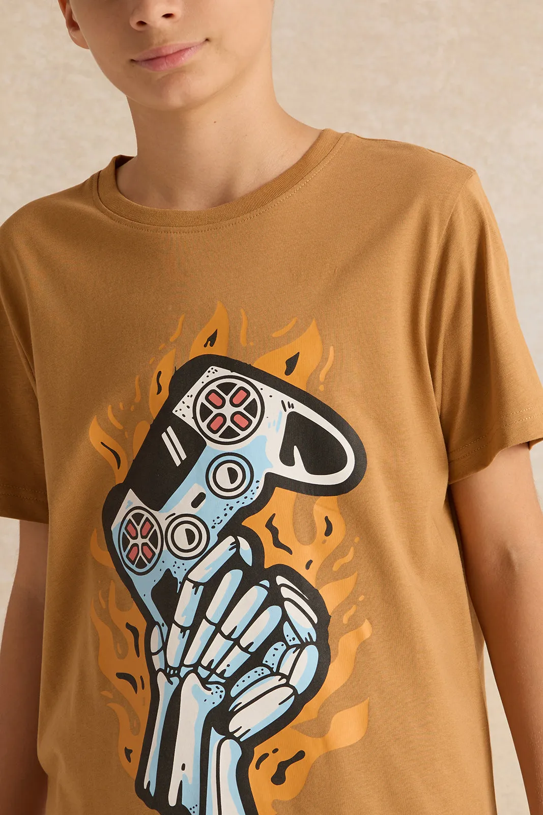 Senior Boys Brown Gaming Graphic T-Shirt sold by Redtag product image thumbnail 4
