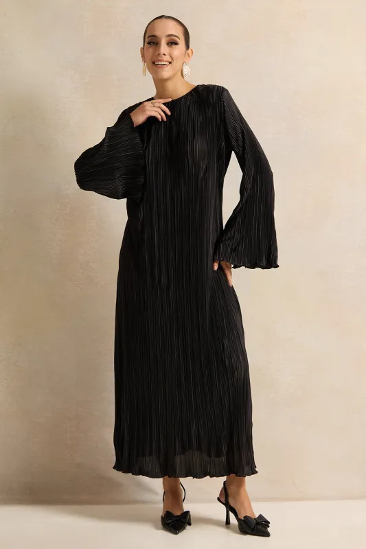 Women Burgundy Plisse Maxi Dress sold by Redtag