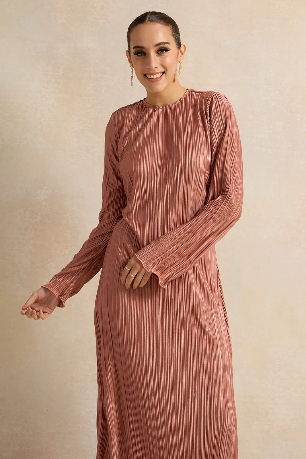 Women Brown Plisse Maxi Dress sold by Redtag product image thumbnail 2