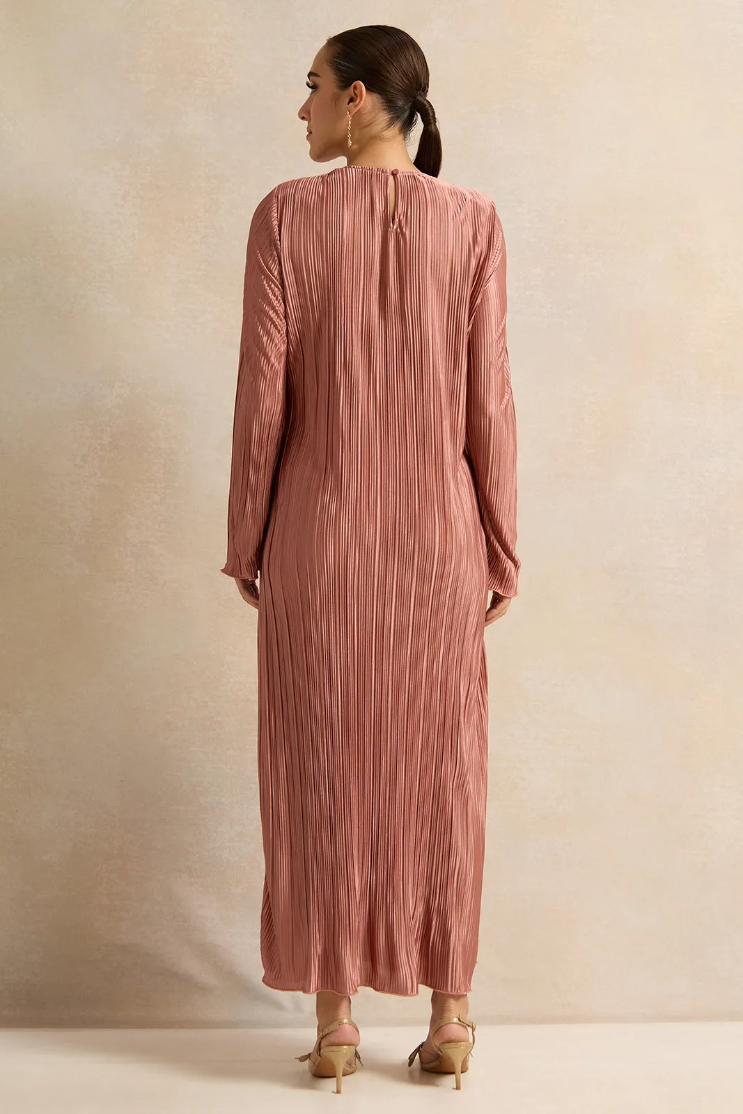 Women Brown Plisse Maxi Dress sold by Redtag product image thumbnail 3