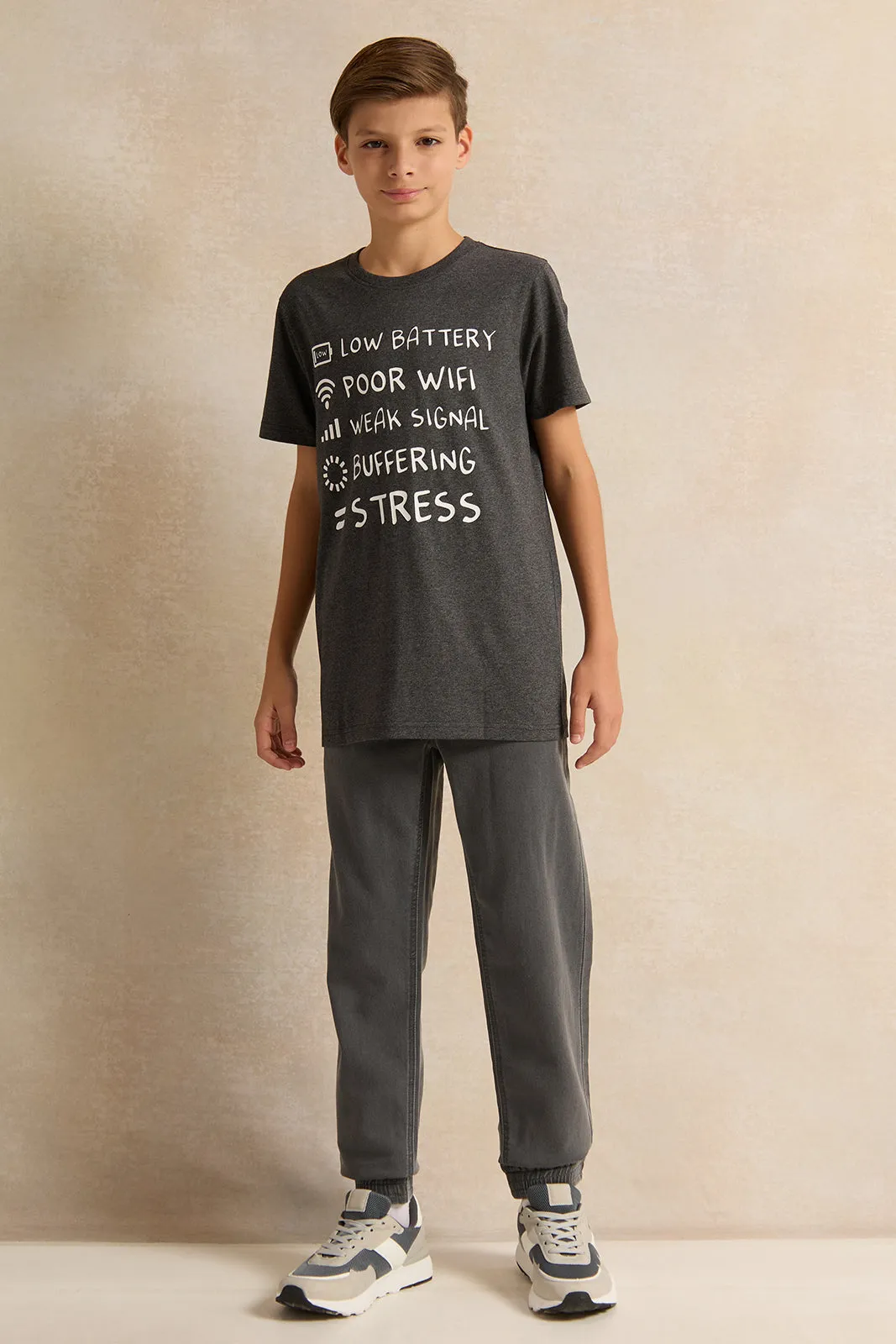 Senior Boys Charcoal Placement Print T-Shirt sold by Redtag product image thumbnail 3