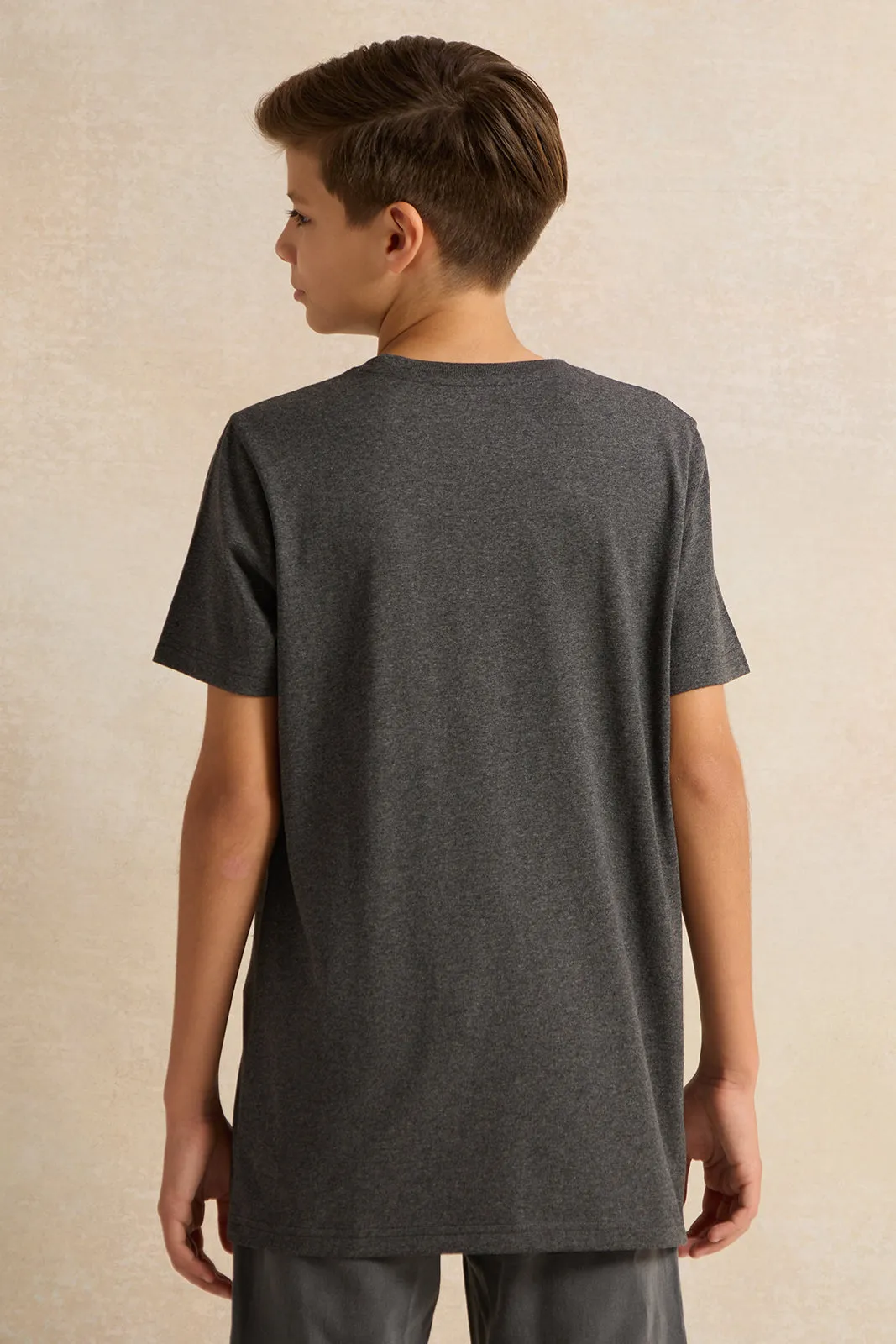 Senior Boys Charcoal Placement Print T-Shirt sold by Redtag product image thumbnail 2