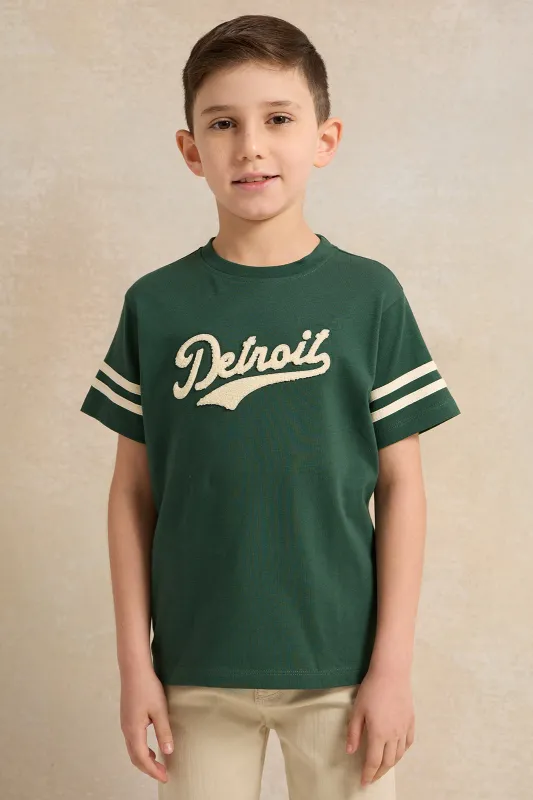 Boys Green Detroit Print Short Sleeve T-Shirt sold by Redtag