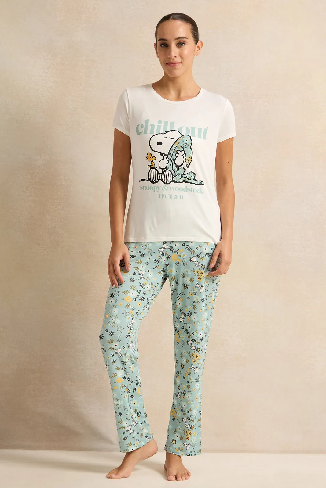 Women White And Blue Printed Pyjama Set (2 Piece) sold by Redtag