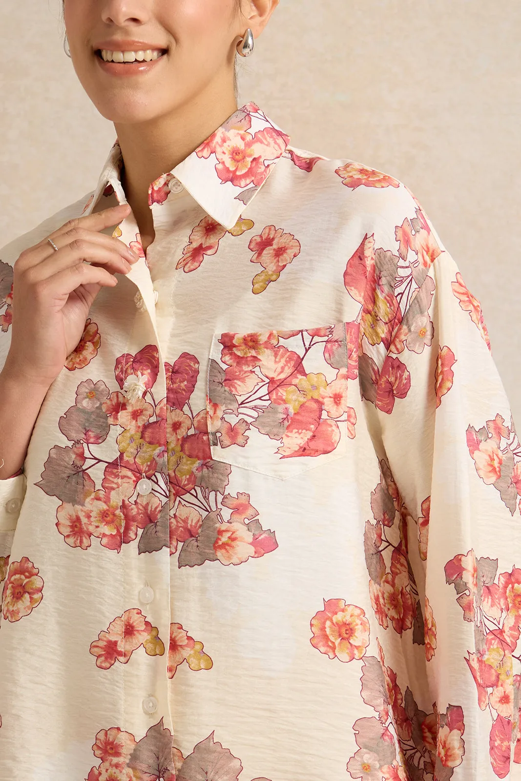 Women Cream Floral Print Shirt sold by Redtag product image thumbnail 4