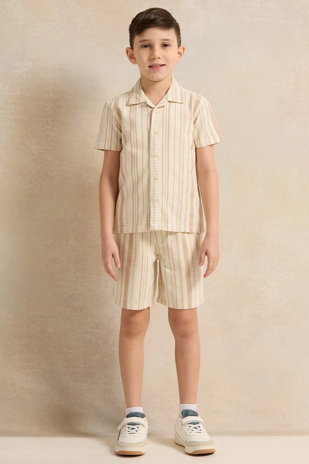 Boys Beige Jacquard Shorts sold by Redtag product image thumbnail 2