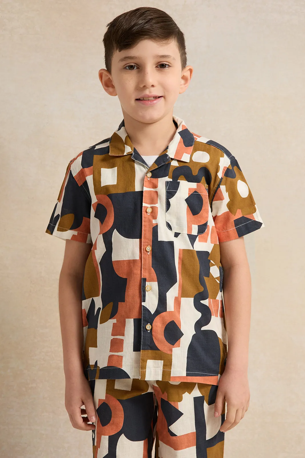 Boys Multicolour Printed Shirt With Shorts set (2 Piece) sold by Redtag product image thumbnail 2
