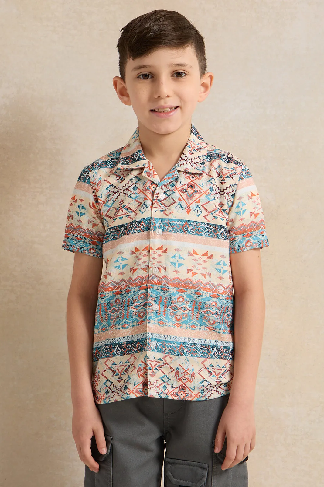 Boys Multicolour Printed Short Sleeve Shirt sold by Redtag