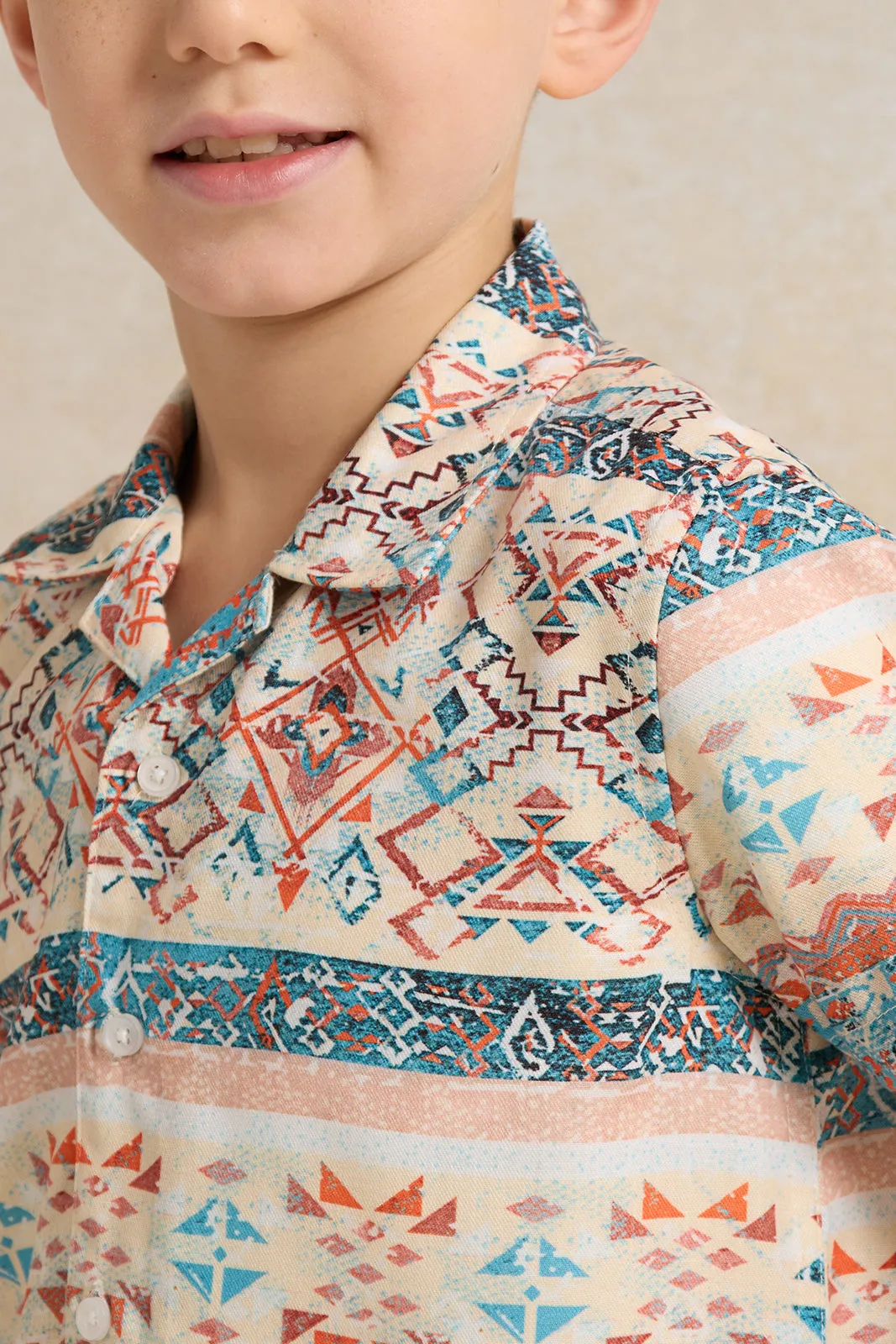 Boys Multicolour Printed Short Sleeve Shirt sold by Redtag product image thumbnail 4