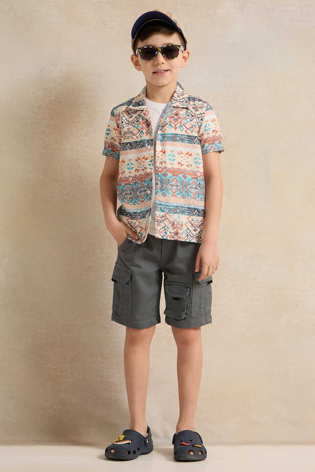 Boys Multicolour Printed Short Sleeve Shirt sold by Redtag product image thumbnail 2