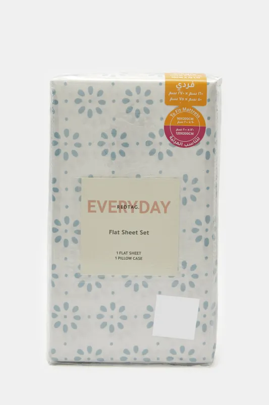 Teal 2 Piece Abstract Printed Flat Sheet (Single Size) sold by Redtag