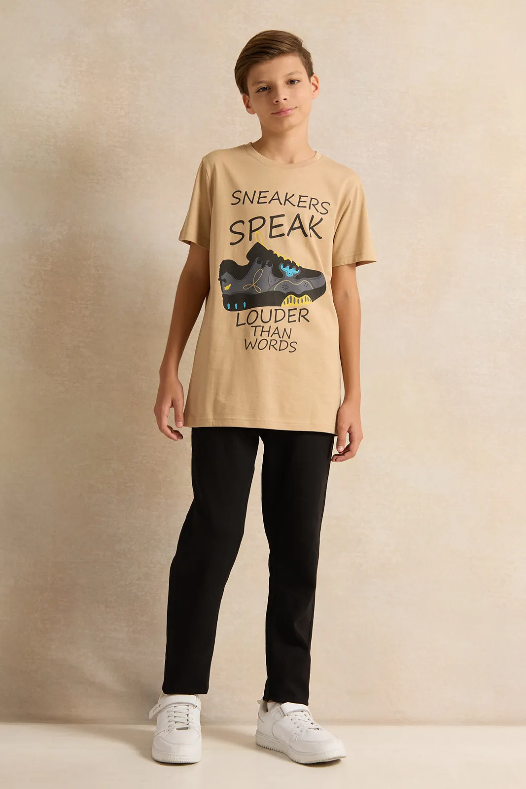 Senior Boys Beige Printed Short Sleeved T-Shirt sold by Redtag product image thumbnail 2