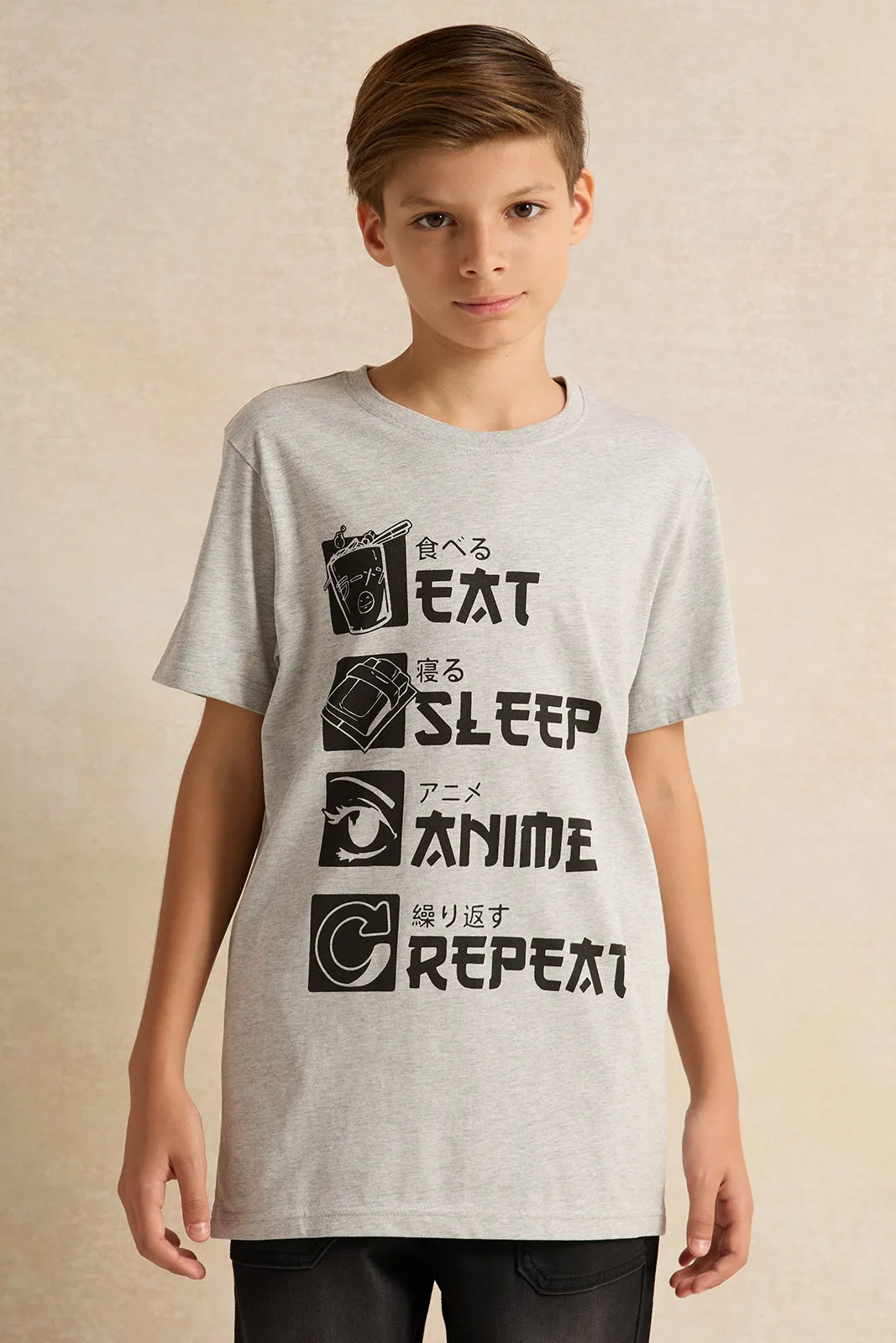 Senior Boys Grey Printed Short Sleeved T-Shirt sold by Redtag