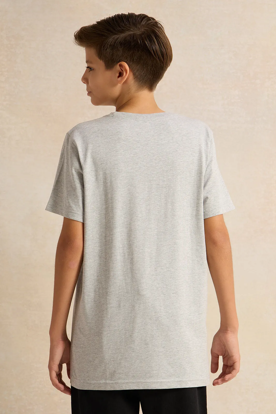 Senior Boys Grey Printed Short Sleeved T-Shirt sold by Redtag product image thumbnail 3