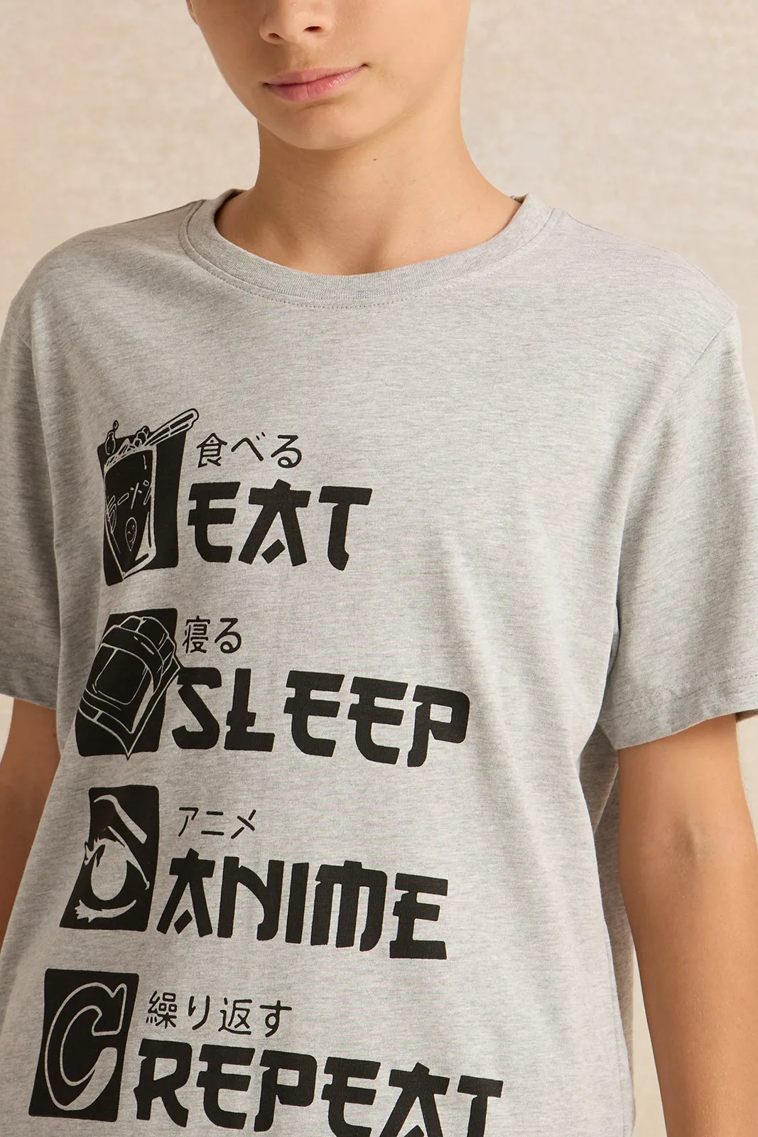 Senior Boys Grey Printed Short Sleeved T-Shirt sold by Redtag product image thumbnail 4