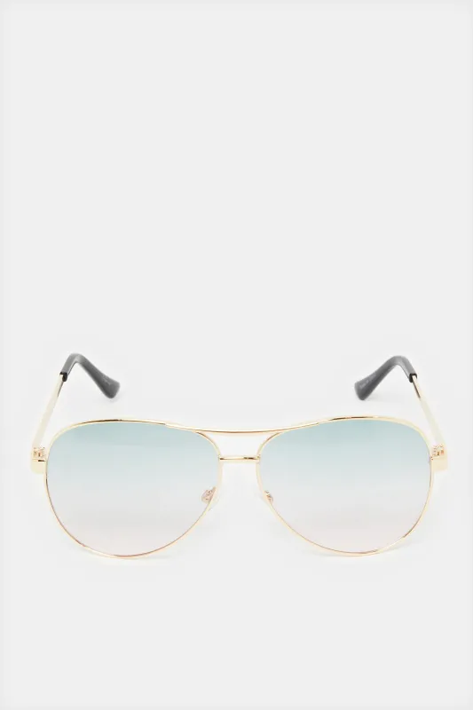 Women Gold Aviator Sunglasses sold by Redtag