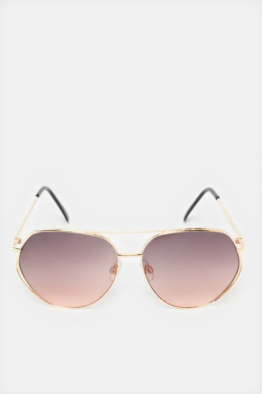 Women Gold Oversize Sunglasses sold by Redtag