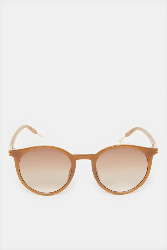 Women Brown Round Sunglasses sold by Redtag