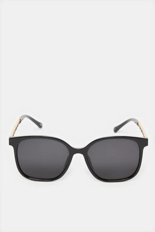 Women Black Wayfarer Embellished Sunglasses sold by Redtag