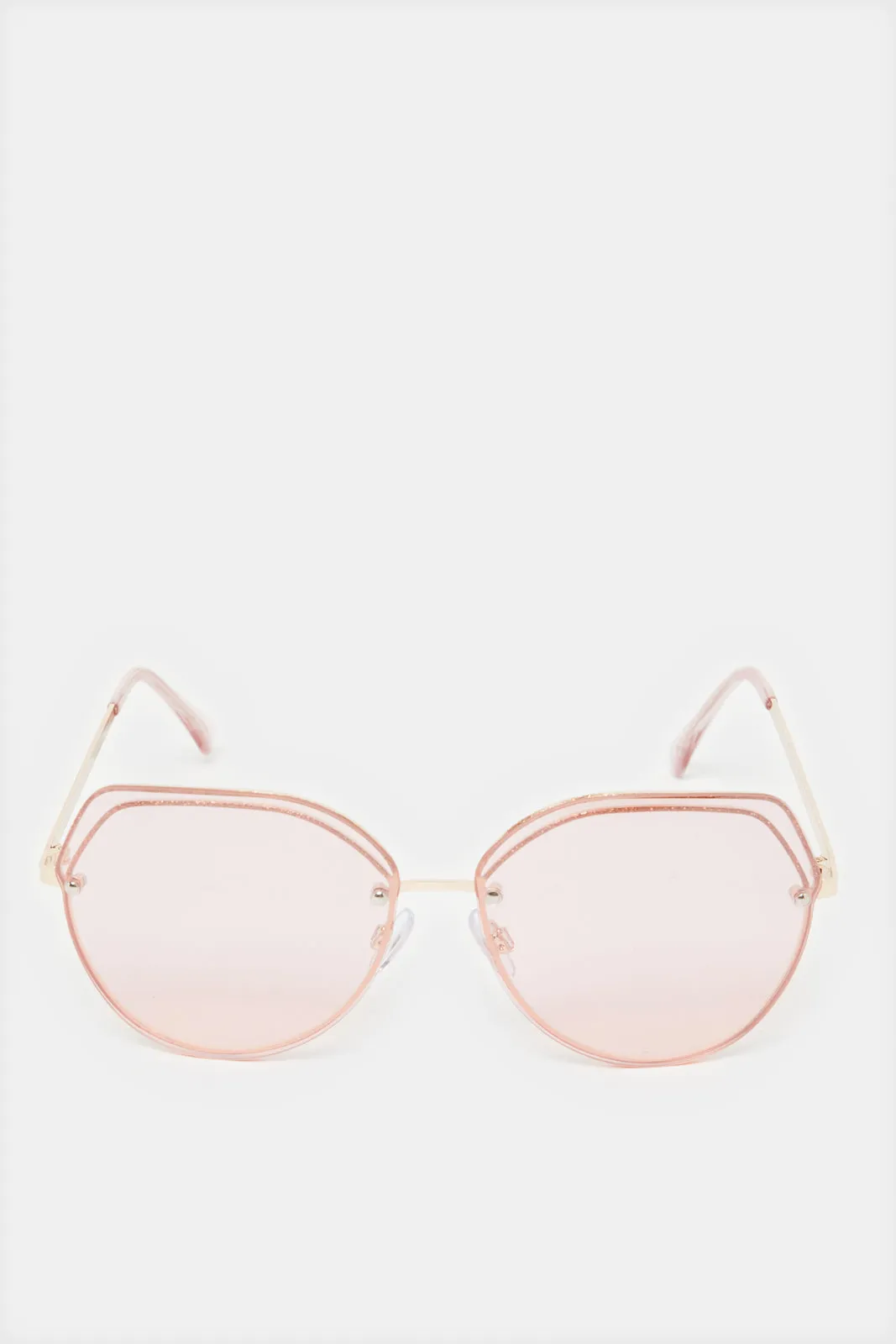 Women Pink And Gold Oversize Sunglasses sold by Redtag