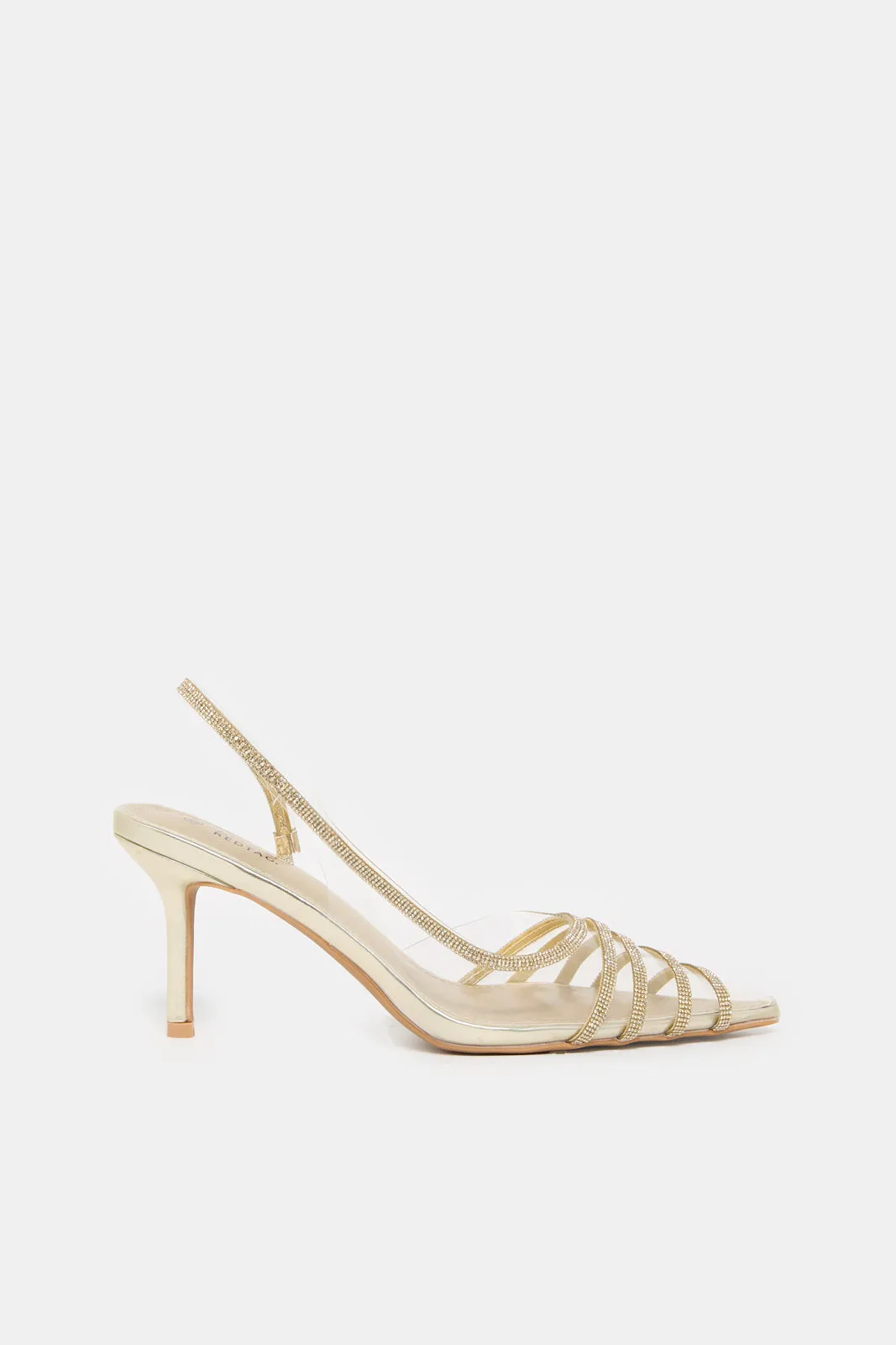 Women Gold Vinyl Slingback sold by Redtag