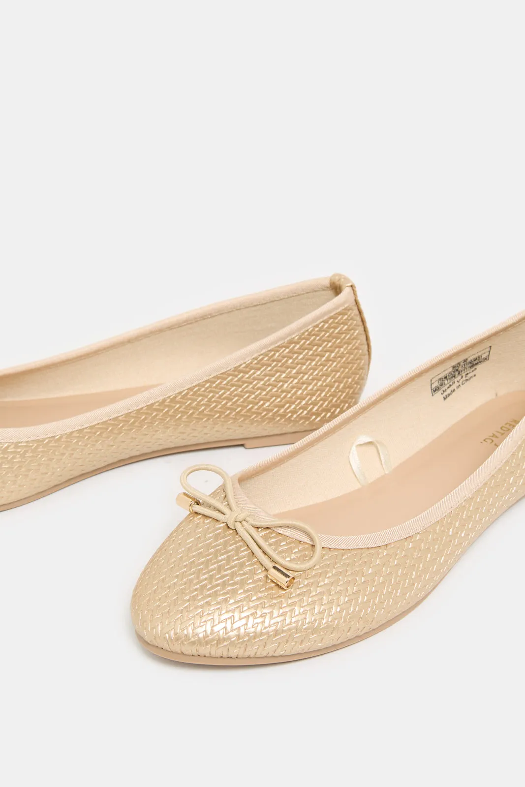 Women Gold Weaved Upper Ballerina sold by Redtag product image thumbnail 3