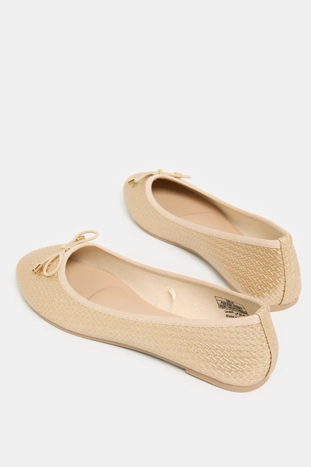Women Gold Weaved Upper Ballerina sold by Redtag product image thumbnail 4