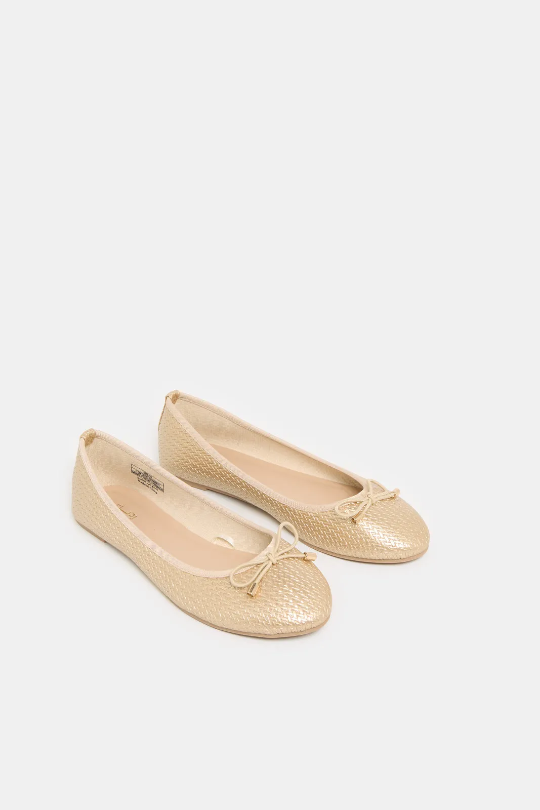 Women Gold Weaved Upper Ballerina sold by Redtag product image thumbnail 2