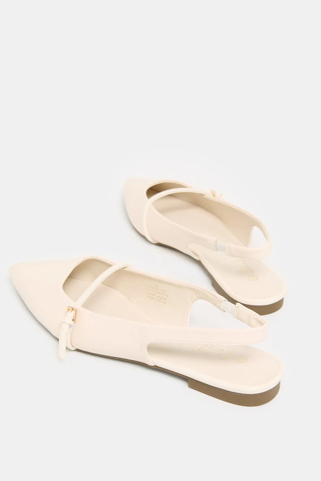 Women Beige Embellished Slingback With Buckle Trim Upper sold by Redtag product image thumbnail 4