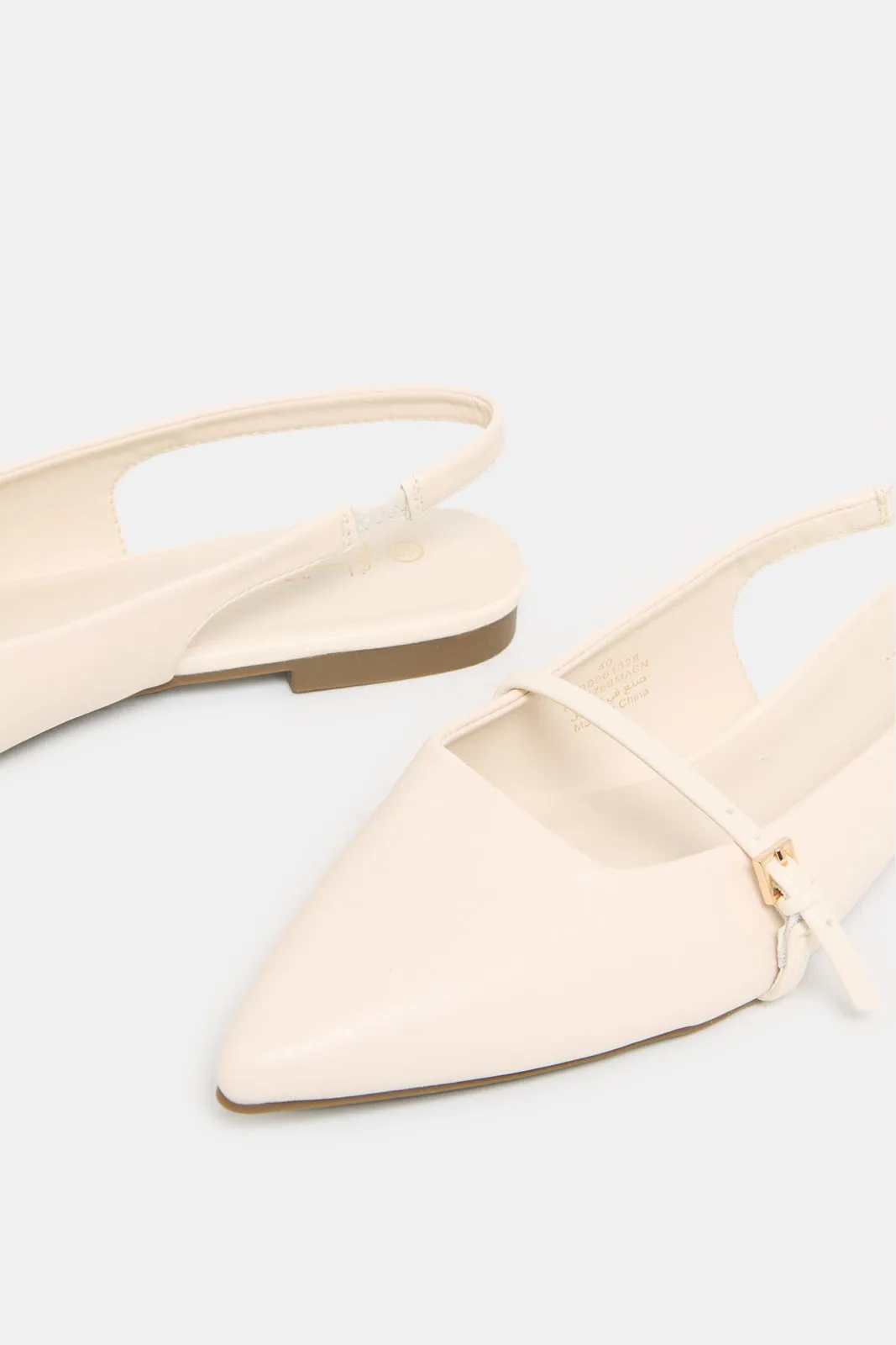 Women Beige Embellished Slingback With Buckle Trim Upper sold by Redtag product image thumbnail 3