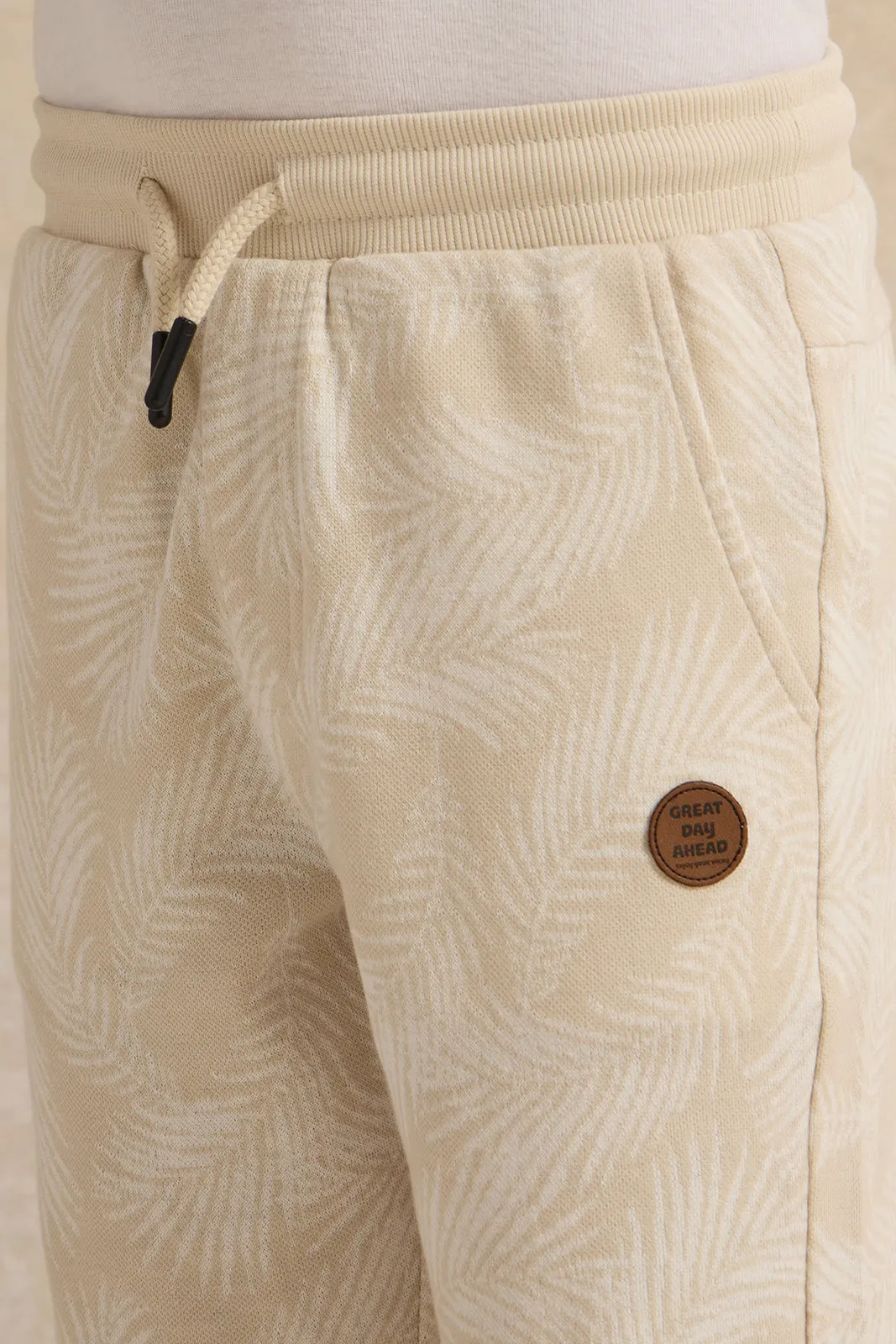 Boys Beige Leaves Jacquard T-Shirt sold by Redtag product image thumbnail 4