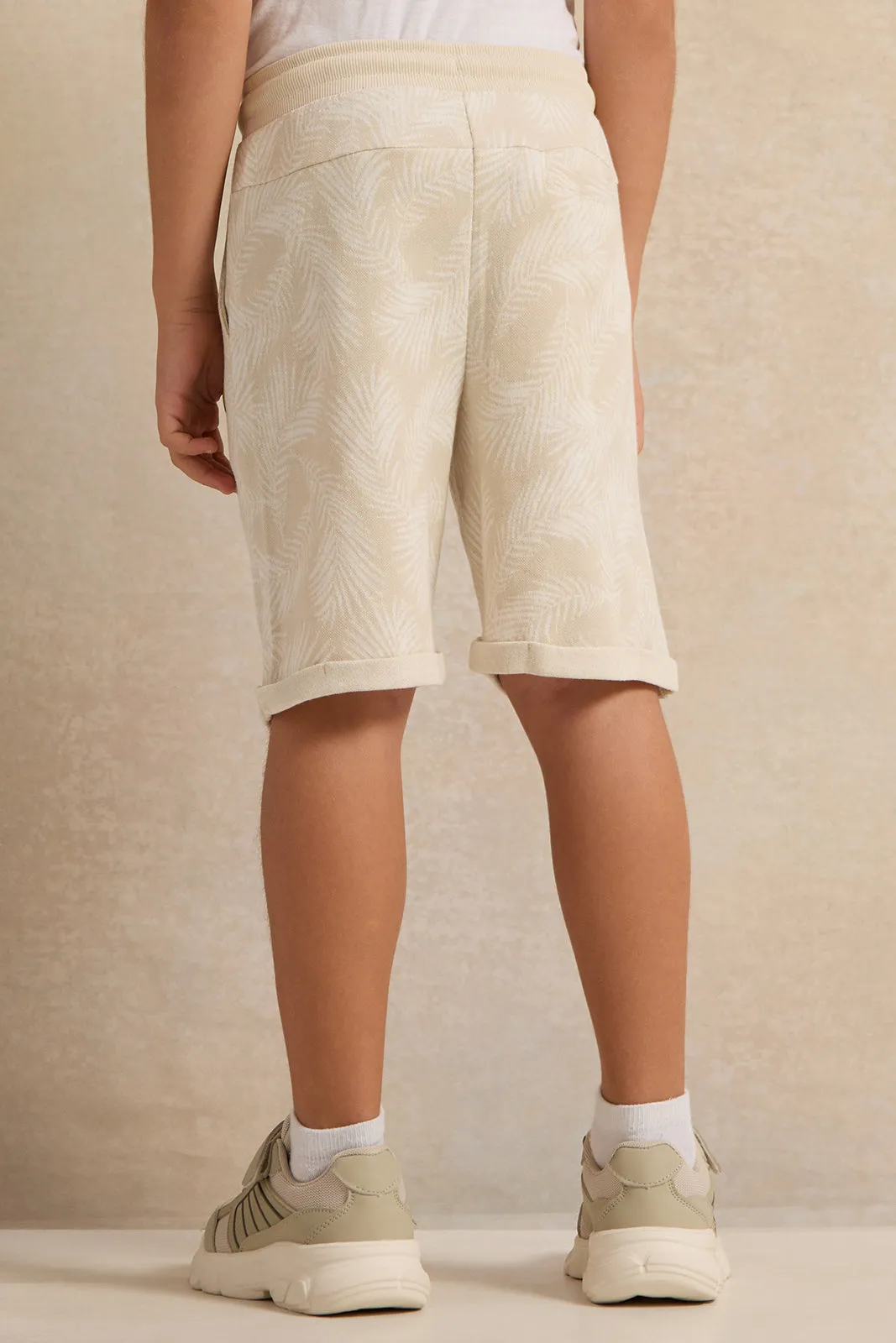 Boys Beige Leaves Jacquard T-Shirt sold by Redtag product image thumbnail 3