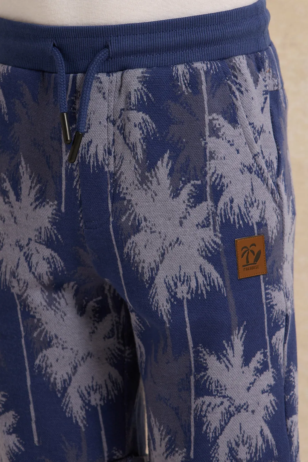Boys Navy Palm Tree Jacquard Shorts sold by Redtag product image thumbnail 4
