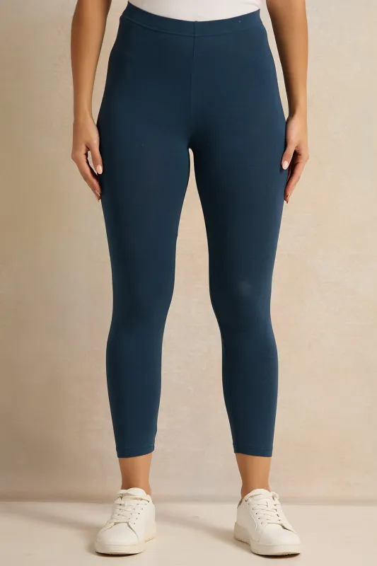 Women Teal Plain Leggings Set (Pack Of 2) sold by Redtag
