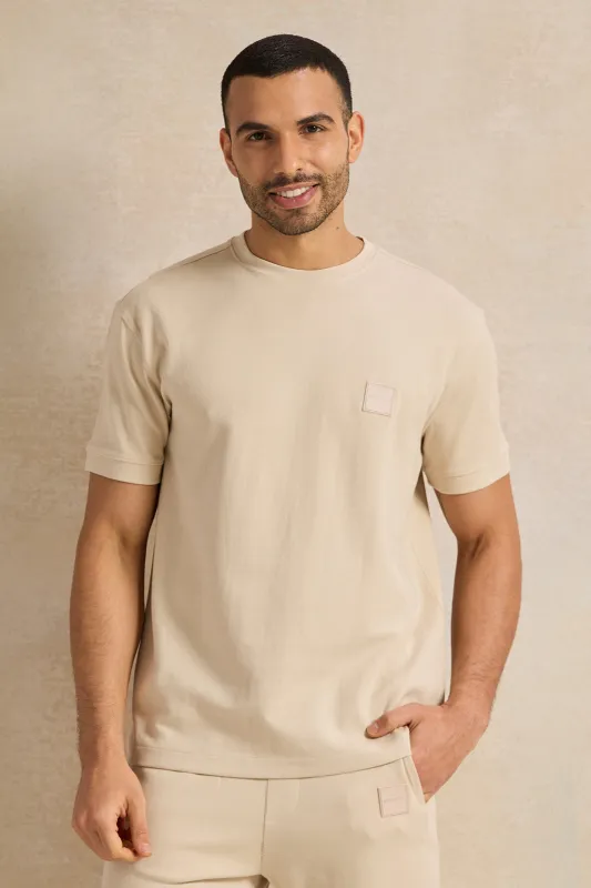 Men Beige Lounge T-Shirt sold by Redtag