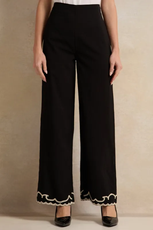 Women Black Embroidered Trousers sold by Redtag
