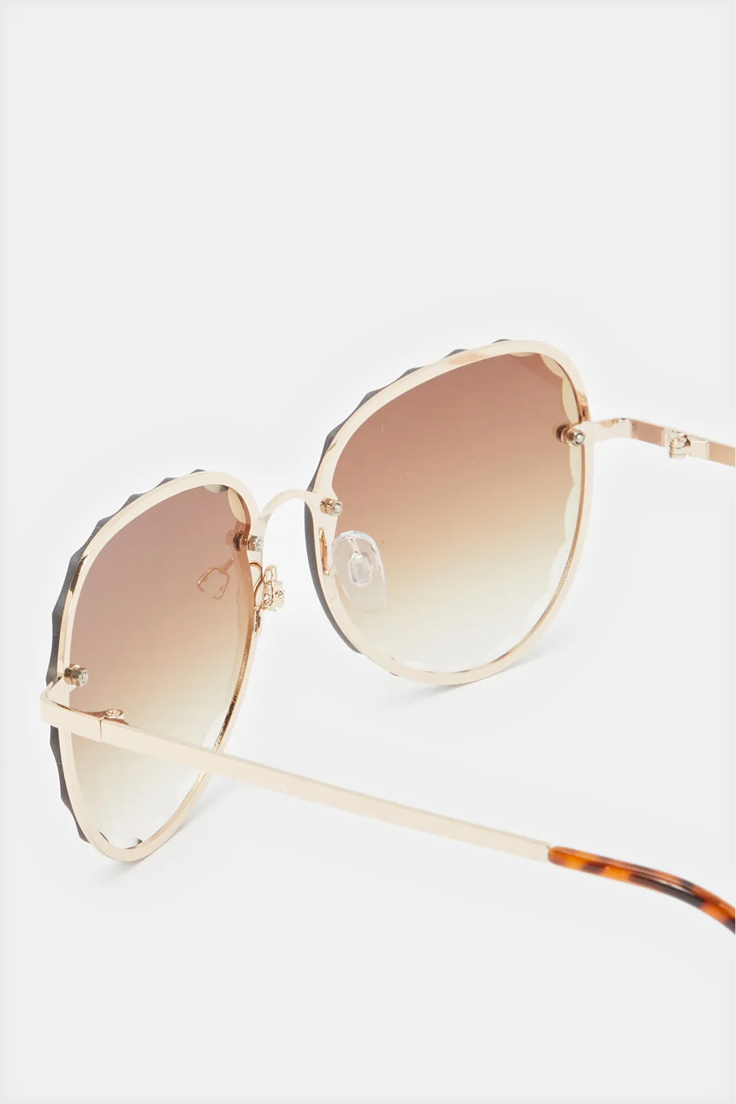 Women Gold Metal Oversized Sunglasses sold by Redtag product image thumbnail 2
