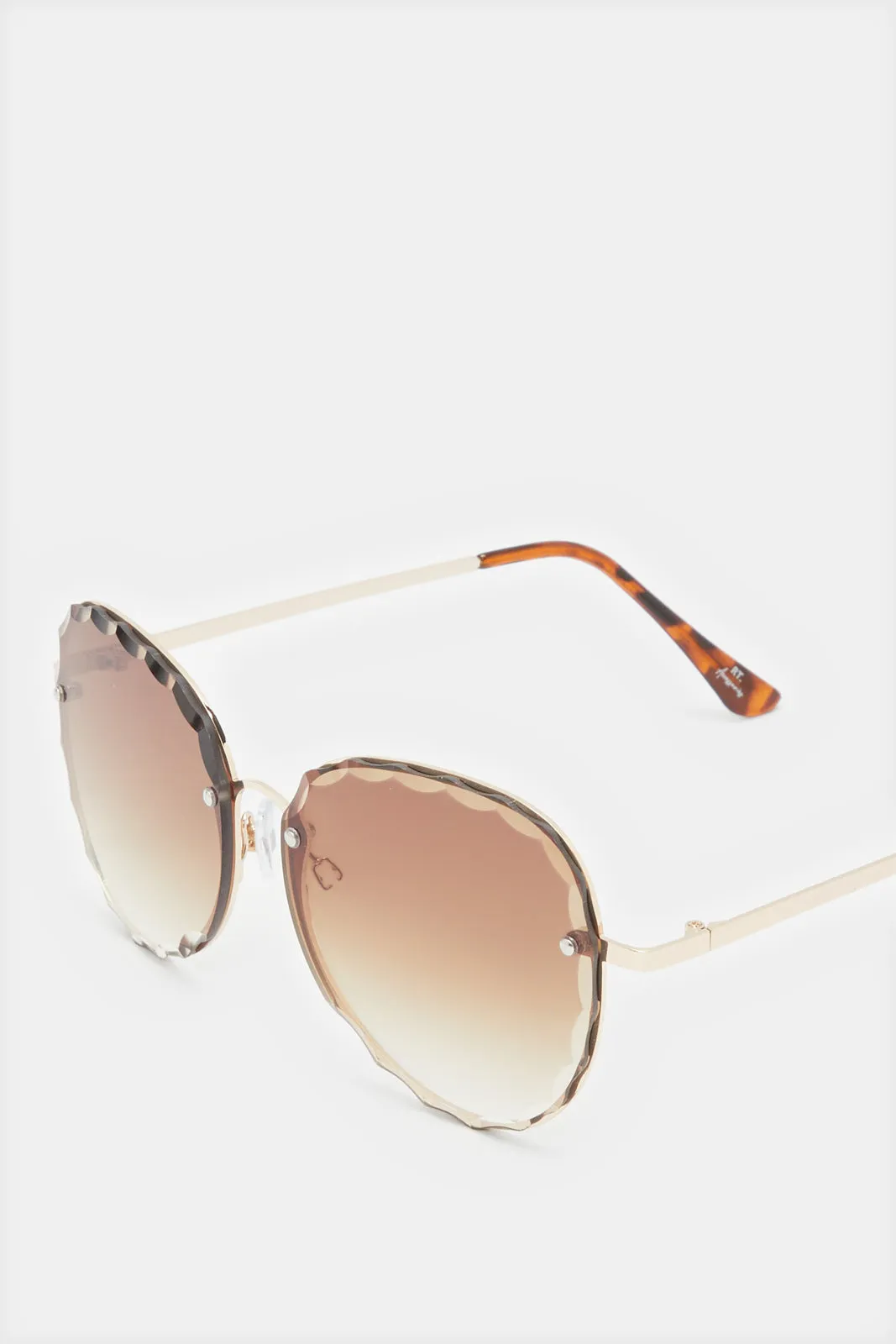 Women Gold Metal Oversized Sunglasses sold by Redtag product image thumbnail 3