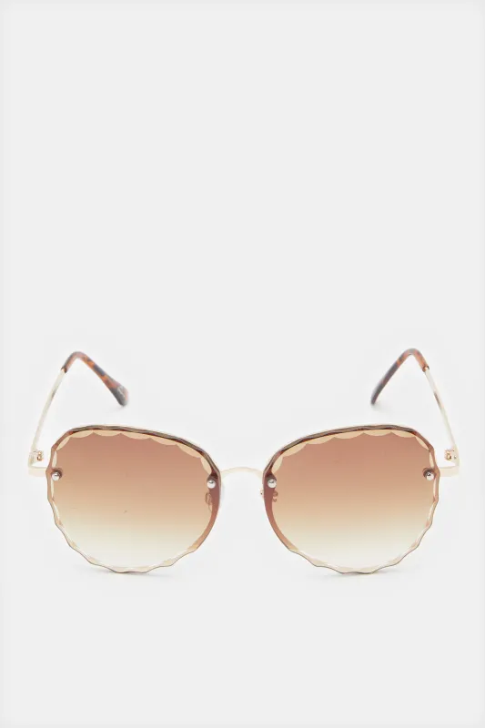 Women Gold Metal Oversized Sunglasses sold by Redtag