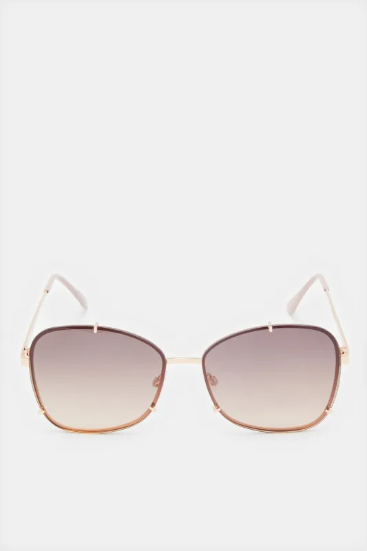 Women Gold Metal Oversized Sunglasses sold by Redtag