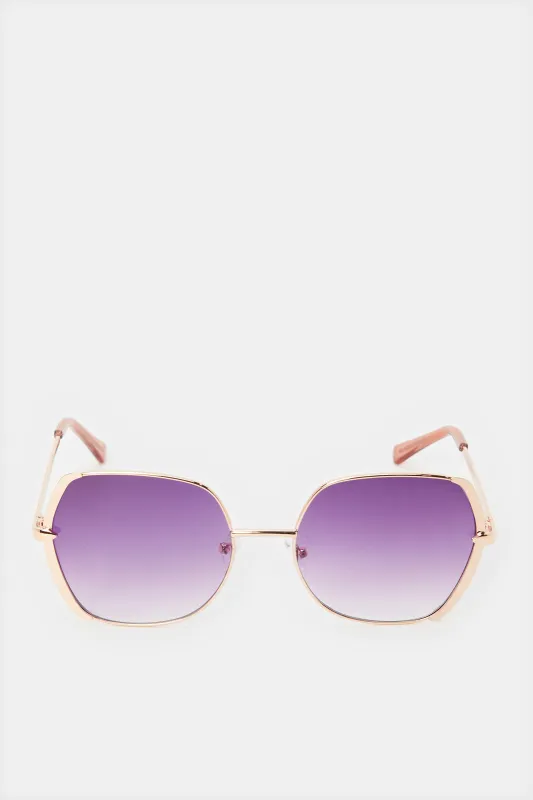 Women Gold Oversize Sunglasses sold by Redtag