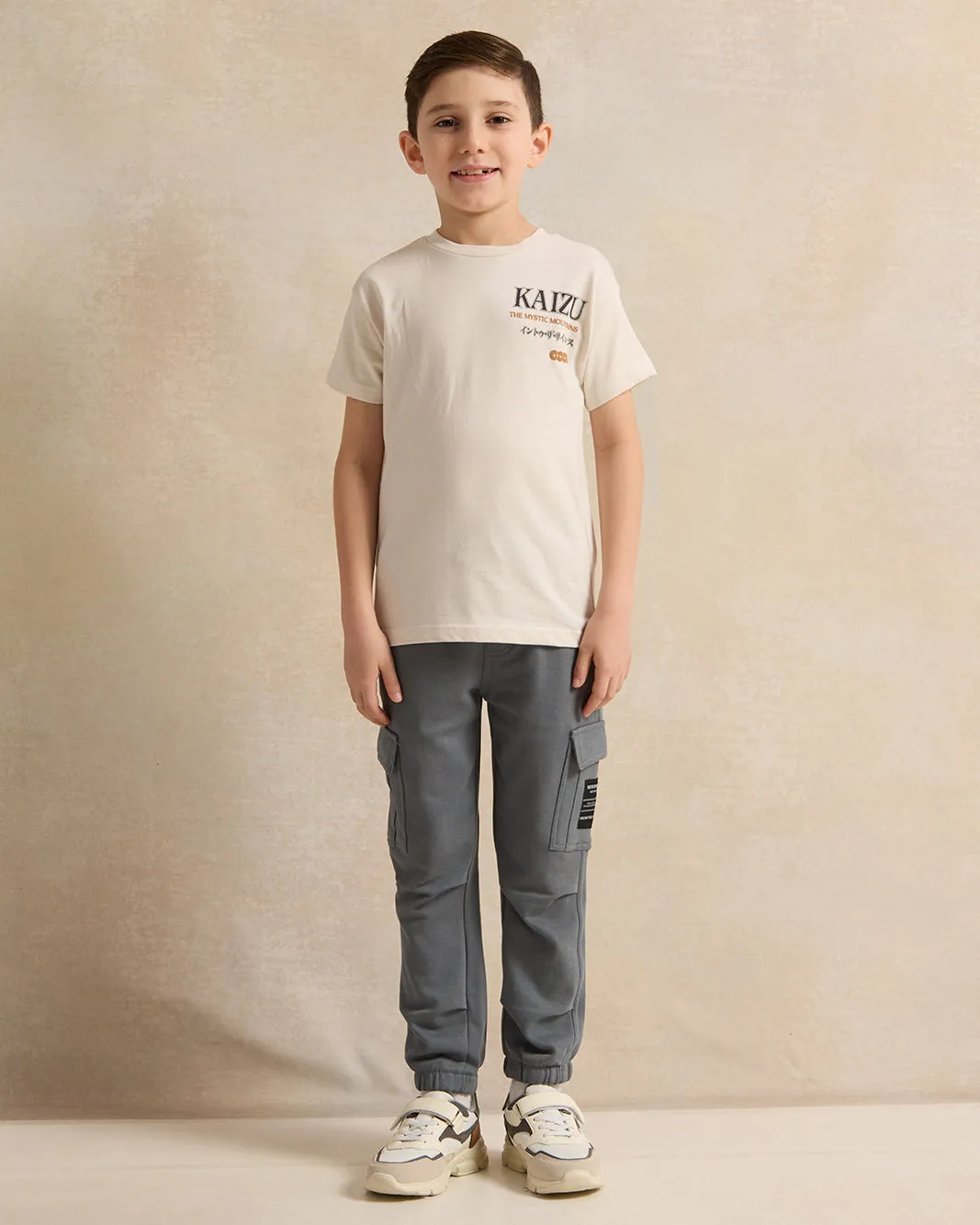 Boys Cream Printed T-Shirt sold by Redtag product image thumbnail 2