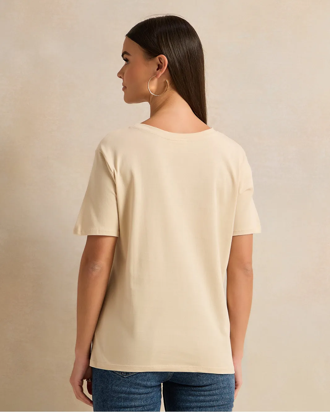 Women Beige Printed T-Shirt sold by Redtag product image thumbnail 3