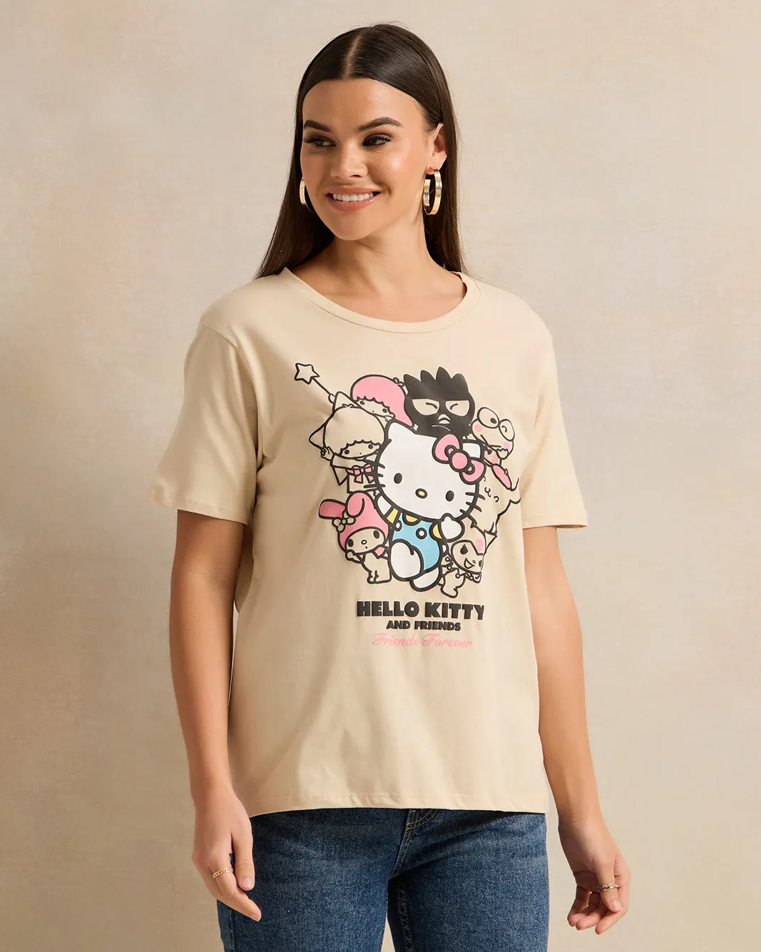 Women Beige Printed T-Shirt sold by Redtag