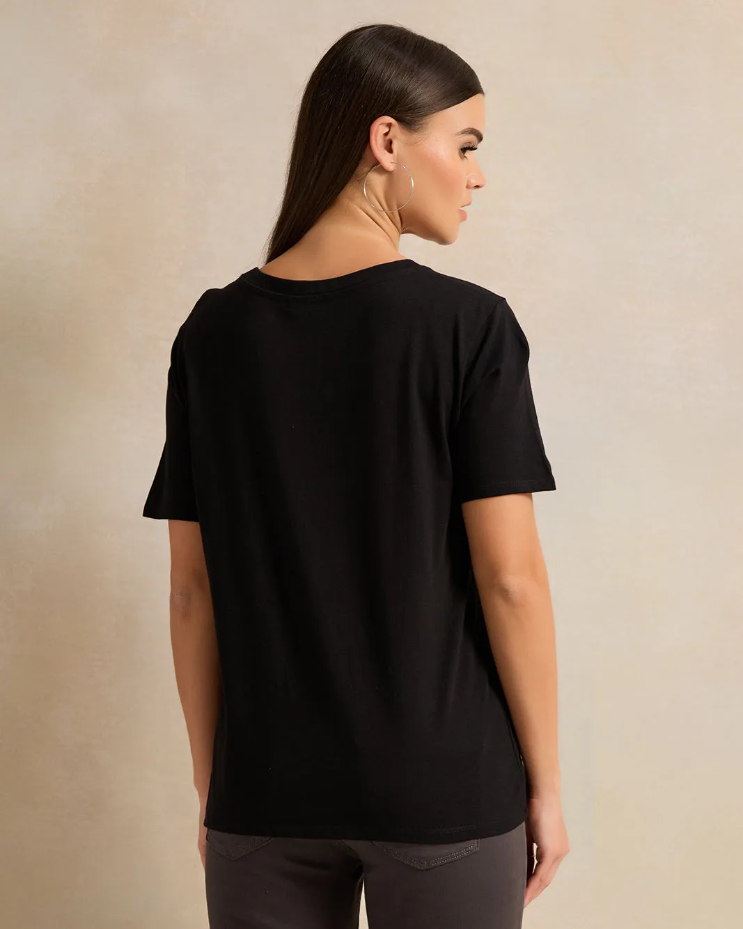 Women Black Printed T-Shirt sold by Redtag product image thumbnail 3