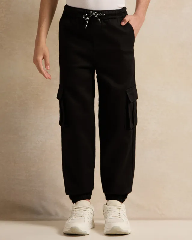 Senior Boys Black Cargo Jogger sold by Redtag