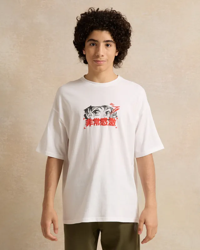 Senior Boys White Printed T-shirt sold by Redtag
