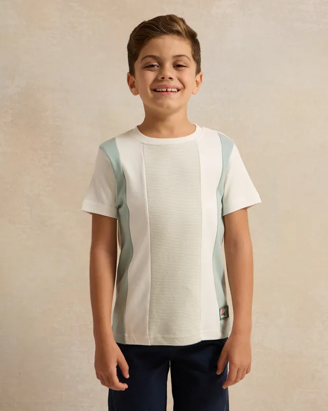 Boys Green & Cream Cut & Sew T-Shirt sold by Redtag