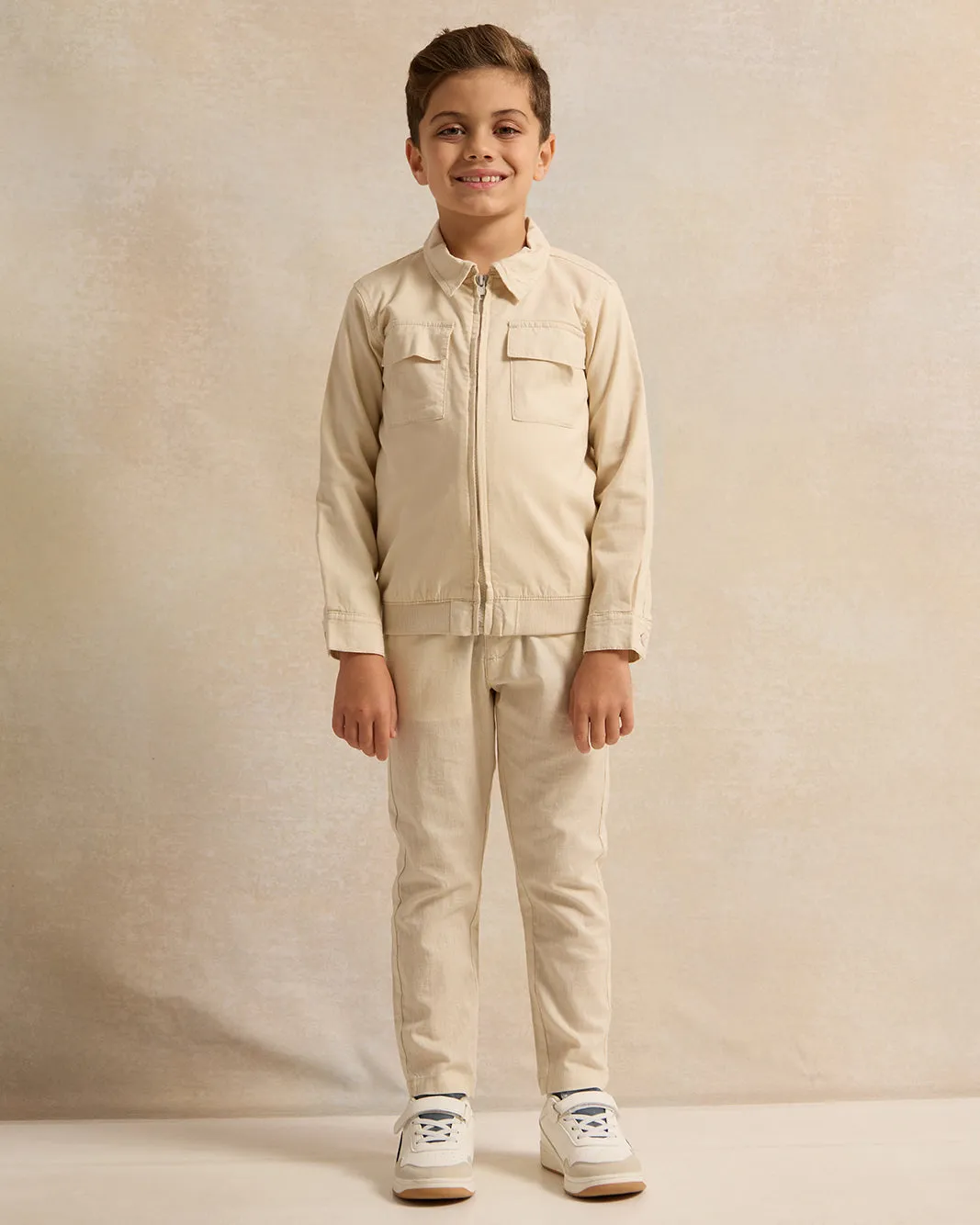 Boys Beige Coordinated Linen Trousers sold by Redtag product image thumbnail 2